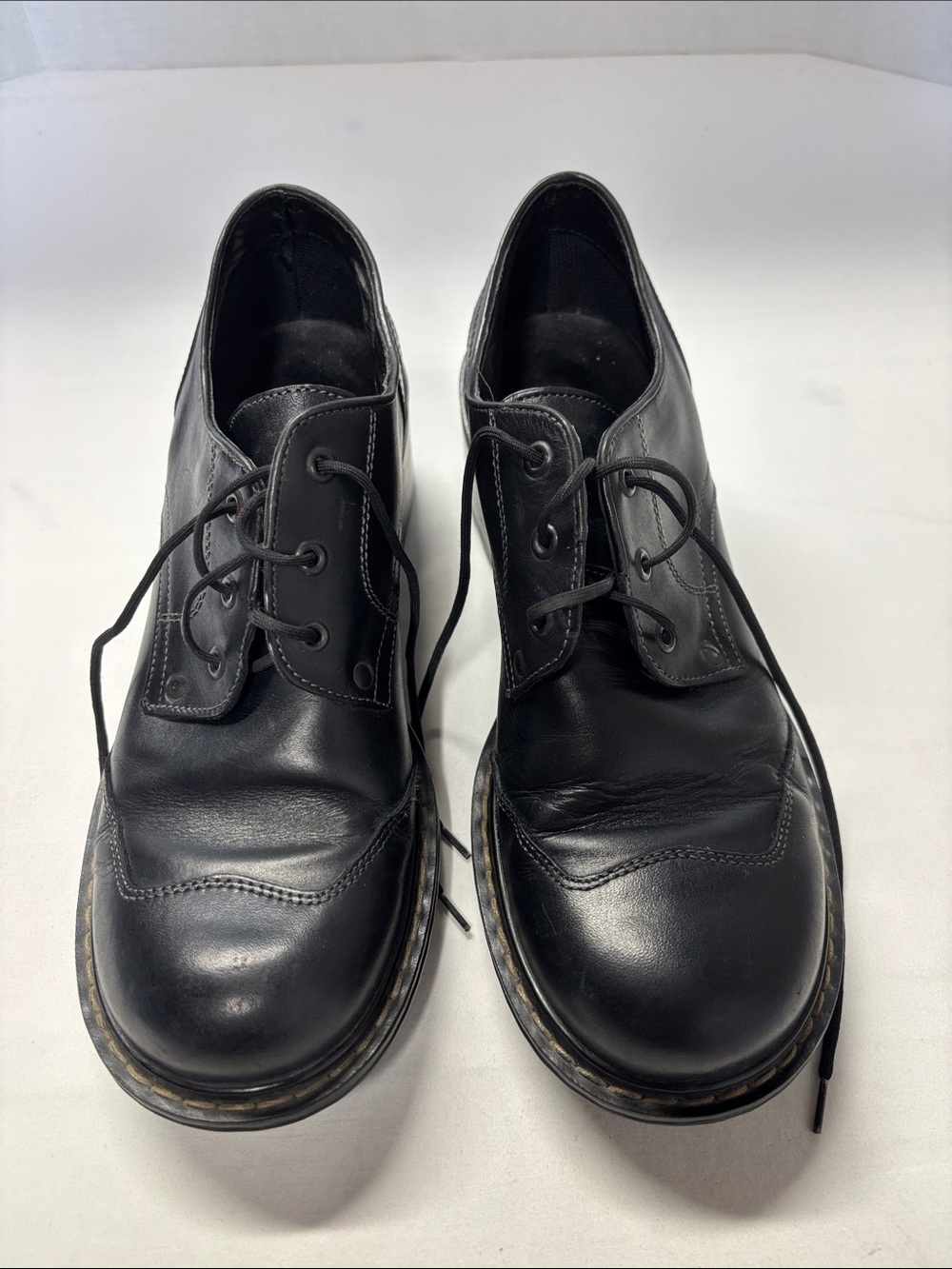 Aldo Black Leather Chunky Style Lace-Up Shoes